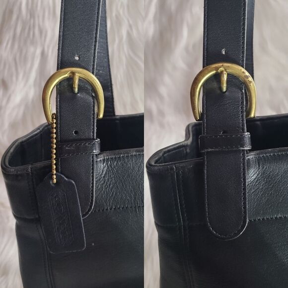 COACH|Vintage Waverly Black Leather Shoulder Tote Bag - Picture 7 of 9